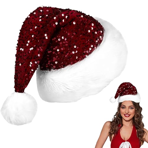POPOYU Lila Weihnachtsmütze, Weihnachtsmannmütze für Kinder, Weihnachtsmütze Weihnachtsmütze für Weihnachten und Neujahr von POPOYU