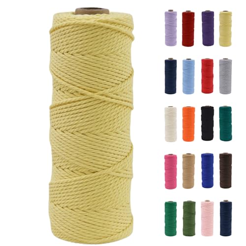 POPOYU Makramee Garn 2mm, Makramee Garn Gelb, Makramee Baumwollgarn 2mmx100m, Baumwollkordel Natur, Baumwoll Bastelschnur für Basteln Stricken Boho Deko DIY Handwerk Wandbehang Makramee-Seil POPOYU Makramee Garn 2mm, Makramee Garn Gelb, Makramee Baumwollgarn 2mmx100m, Baumwollkordel Natur, Baumwoll Bastelschnur für Basteln Stricken Boho Deko DIY Handwerk Wandbehang Makramee-Seil von POPOYU