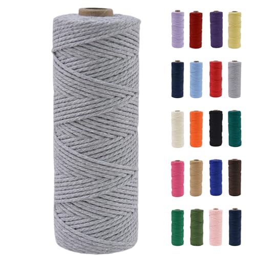 POPOYU Makramee Garn 2mm, Makramee Garn Grau, Makramee Baumwollgarn 2 mm x 100 m, Baumwollkordel Natur, Baumwoll Bastelschnur für Basteln Stricken Boho Deko DIY Handwerk Wandbehang Wohnzimmer Balkon POPOYU Makramee Garn 2mm, Makramee Garn Grau, Makramee Baumwollgarn 2 mm x 100 m, Baumwollkordel Natur, Baumwoll Bastelschnur für Basteln Stricken Boho Deko DIY Handwerk Wandbehang Wohnzimmer Balkon von POPOYU