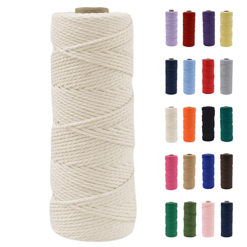POPOYU Makramee Garn 2mm, Makramee Garn Off-White, Baumwollgarn 2 mm x 100 m, Baumwollkordel Natur, Baumwoll Bastelschnur für Basteln Stricken Boho Deko DIY Handwerk Wandbehang Wohnzimmer POPOYU Makramee Garn 2mm, Makramee Garn Off-White, Baumwollgarn 2 mm x 100 m, Baumwollkordel Natur, Baumwoll Bastelschnur für Basteln Stricken Boho Deko DIY Handwerk Wandbehang Wohnzimmer von POPOYU