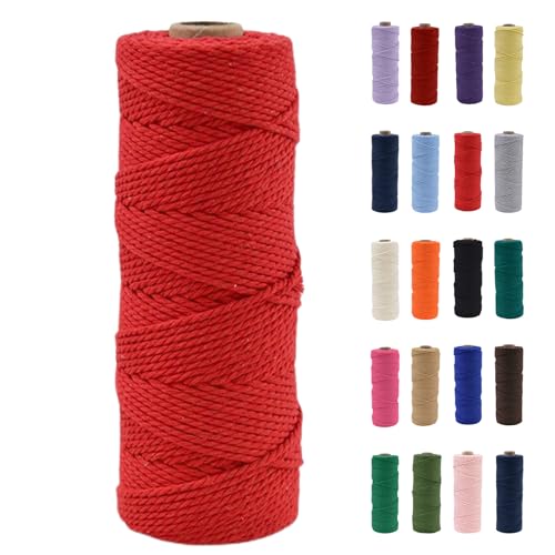POPOYU Makramee Garn 2mm, Makramee Garn Rot, Makramee Baumwollgarn 2mmx100m, Baumwollkordel Natur, Baumwoll Bastelschnur für Basteln Stricken Boho Deko DIY Handwerk Wandbehang Makramee-Seil Balkon POPOYU Makramee Garn 2mm, Makramee Garn Rot, Makramee Baumwollgarn 2mmx100m, Baumwollkordel Natur, Baumwoll Bastelschnur für Basteln Stricken Boho Deko DIY Handwerk Wandbehang Makramee-Seil Balkon von POPOYU