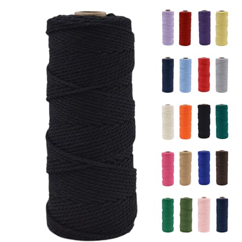 POPOYU Makramee Garn 2mm, Makramee Garn Schwarz, Makramee Baumwollgarn 2 mm x 100 m, Baumwollkordel Natur, Baumwoll Bastelschnur für Basteln Stricken Boho Deko DIY Handwerk Wandbehang Wohnzimmer POPOYU Makramee Garn 2mm, Makramee Garn Schwarz, Makramee Baumwollgarn 2 mm x 100 m, Baumwollkordel Natur, Baumwoll Bastelschnur für Basteln Stricken Boho Deko DIY Handwerk Wandbehang Wohnzimmer von POPOYU