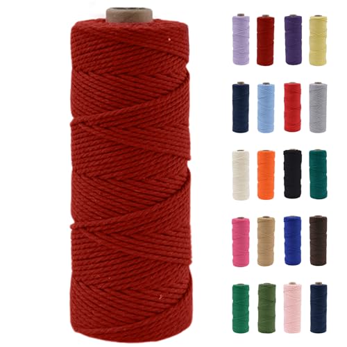 POPOYU Makramee Garn 2mm, Makramee Garn Weinrot, Makramee Baumwollgarn 2 mm x 100 m, Baumwollkordel Natur, Baumwoll Bastelschnur für Basteln Stricken Boho Deko DIY Handwerk Wandbehang Wohnzimmer POPOYU Makramee Garn 2mm, Makramee Garn Weinrot, Makramee Baumwollgarn 2 mm x 100 m, Baumwollkordel Natur, Baumwoll Bastelschnur für Basteln Stricken Boho Deko DIY Handwerk Wandbehang Wohnzimmer von POPOYU