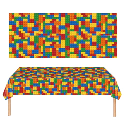 POPOYU Multicolor Bausteine Tischdecke Partyzubehör Geburtstagstischdecke, 137 x 274 cm Tischdecke Rechteckige Block Geburtstagstischdecke aus Kunststoff Mehrfarbige Spielzeugsteine Color-Tablecloth POPOYU Multicolor Bausteine Tischdecke Partyzubehör Geburtstagstischdecke, 137 x 274 cm Tischdecke Rechteckige Block Geburtstagstischdecke aus Kunststoff Mehrfarbige Spielzeugsteine Color-Tablecloth von POPOYU