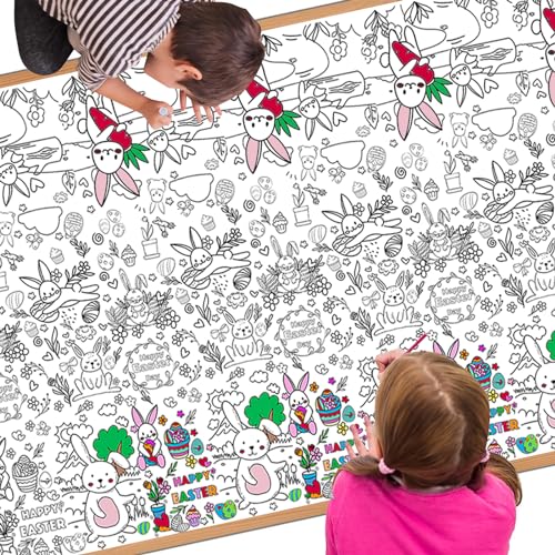 POPOYU Ostern Riesen-Maltischdecke für Kinder, 137 x 274 cm, Osterhasen-Malposter, Tischdecke, Malbücher, Maltischdecke für Mädchen, Jungen, Schule, Party, Poster, pädagogisches Doodle-Aktivitätsspiel POPOYU Ostern Riesen-Maltischdecke für Kinder, 137 x 274 cm, Osterhasen-Malposter, Tischdecke, Malbücher, Maltischdecke für Mädchen, Jungen, Schule, Party, Poster, pädagogisches Doodle-Aktivitätsspiel von POPOYU