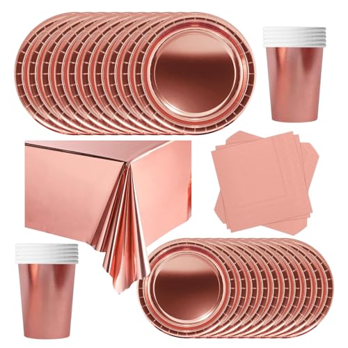 POPOYU Partygeschirr Kindergeburtstag Roségold,69 Stück Geburtstagsparty Geschirr Pappteller Set,Tischdecke Papier Tassen Teller Servietten zum Weihnachten,Geburtstag,Hochzeiten,Jubiläums(16 Gäste) POPOYU Partygeschirr Kindergeburtstag Roségold,69 Stück Geburtstagsparty Geschirr Pappteller Set,Tischdecke Papier Tassen Teller Servietten zum Weihnachten,Geburtstag,Hochzeiten,Jubiläums(16 Gäste) von POPOYU