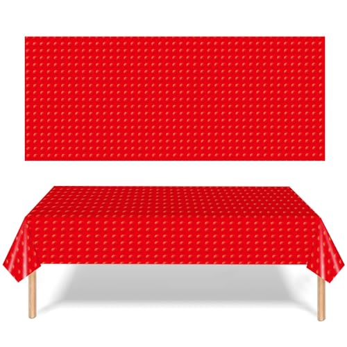 POPOYU Rot Bausteine Tischdecke Partyzubehör Geburtstagstischdecke, 137 x 274 cm Tischdecke Rechteckige Block Geburtstagstischdecke aus Kunststoff Mehrfarbige Spielzeugsteine für Red-Tablecloth POPOYU Rot Bausteine Tischdecke Partyzubehör Geburtstagstischdecke, 137 x 274 cm Tischdecke Rechteckige Block Geburtstagstischdecke aus Kunststoff Mehrfarbige Spielzeugsteine für Red-Tablecloth von POPOYU