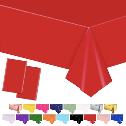 POPOYU Rotes Tischtuch Tischabdeckungen, 137 * 274cm Kunststoff wasserdicht Tischabdeckungen Party Tischdekorationen für Kinder Picknick Geburtstag, Graduierung Hochzeit Party Supplies POPOYU Rotes Tischtuch Tischabdeckungen, 137 * 274cm Kunststoff wasserdicht Tischabdeckungen Party Tischdekorationen für Kinder Picknick Geburtstag, Graduierung Hochzeit Party Supplies von POPOYU