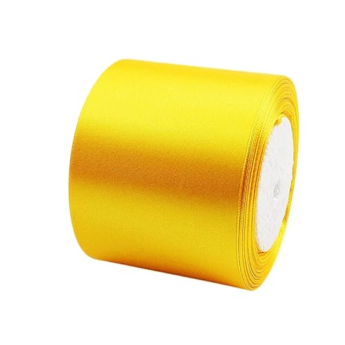 23m Satinband Geschenkband Golden 75mm Breit,Trauer Band Golden Schleifenband Satin Dekoband Geschenkverpackung Deko Band Stoffband für Halloween Weihnachten Hochzeit Taufe Geburtstag DIY-Handwerk von POPOYU