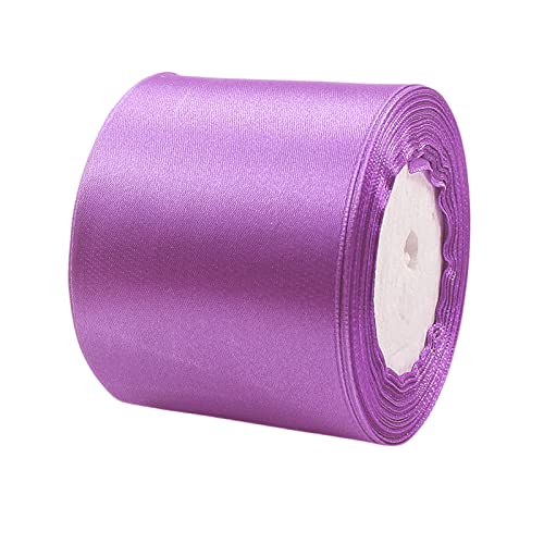 POPOYU Satinband Violett 75mm, 22 Meters Dekoration Präsent Geschenkband breit Schleifenband, Stoffband für Kleid Hochzeit, Taufe und Geburtstag Geschenke,Satin Dekoband, Deko Band Geschenkverpackung von POPOYU