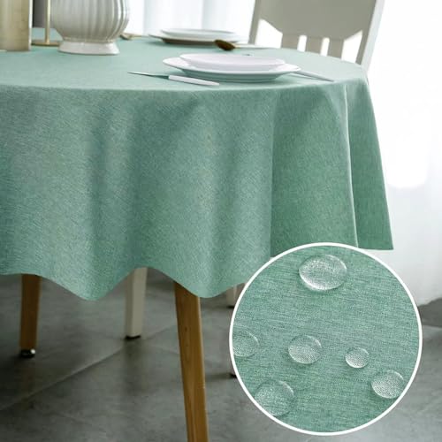 POPOYU Tischdecke Outdoor Wetterfest,Runden 120cm Gartentischdecke Wachstischdecke Wachstuchtischdecke Meterware,Plastiktischdecke Abwischbare Wipeable Table Für Wohnzimmer Garten Balkon Küche von POPOYU