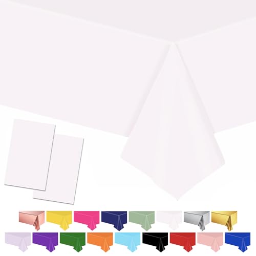 POPOYU Weißes Tischtuch Tischabdeckungen, 137 * 274cm Kunststoff wasserdicht Tischabdeckungen Party Tischdekorationen für Kinder Picknick Geburtstag, Graduierung Hochzeit Party Supplies POPOYU Weißes Tischtuch Tischabdeckungen, 137 * 274cm Kunststoff wasserdicht Tischabdeckungen Party Tischdekorationen für Kinder Picknick Geburtstag, Graduierung Hochzeit Party Supplies von POPOYU