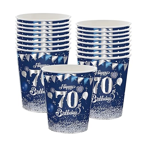 Papierbecher 70. Geburtstag, 16 Stück Einwegbecher Geburtstag, Pappbecher zum 70. Party Dekoration,Blau Silberne 70. Geburtstag Deko,Papierbecher für Junge Mädchen 70. Geburtstag Jubiläum Partyzubehör Papierbecher 70. Geburtstag, 16 Stück Einwegbecher Geburtstag, Pappbecher zum 70. Party Dekoration,Blau Silberne 70. Geburtstag Deko,Papierbecher für Junge Mädchen 70. Geburtstag Jubiläum Partyzubehör von POPOYU
