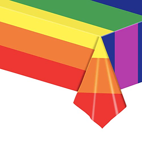 Regenbogen Tischdecken,Regenbogen Thema Tischdecke für Pride Party, LGBT Party Dekoration,Einweg Rechteck Tischdecke aus Kunststoff,Regenbogen Tischdecke für Partyzubehör Sommer,Cocktailparty Zubehör von POPOYU