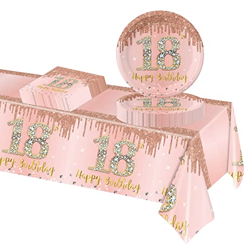 POPOYU 18. Geburtstag Partygeschirr Set,37 Stück Pappteller 9 Zoll Servietten Tischdecke 18. Geburtstag Mädchen,Roségold Geburtstagsdeko für 18. Geburtstag Mädchen Party Dekoration Partyzubehör POPOYU 18. Geburtstag Partygeschirr Set,37 Stück Pappteller 9 Zoll Servietten Tischdecke 18. Geburtstag Mädchen,Roségold Geburtstagsdeko für 18. Geburtstag Mädchen Party Dekoration Partyzubehör von POPOYU