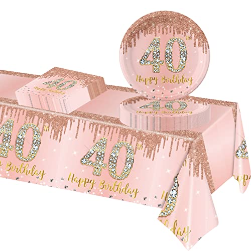 POPOYU 40. Geburtstag Partygeschirr Set,37 Stück Pappteller 9 Zoll Servietten Tischdecke 40. Geburtstag Frau,Roségold Geburtstagsdeko für 40. Geburtstag Frauen Party Dekoration Partyzubehör POPOYU 40. Geburtstag Partygeschirr Set,37 Stück Pappteller 9 Zoll Servietten Tischdecke 40. Geburtstag Frau,Roségold Geburtstagsdeko für 40. Geburtstag Frauen Party Dekoration Partyzubehör von POPOYU