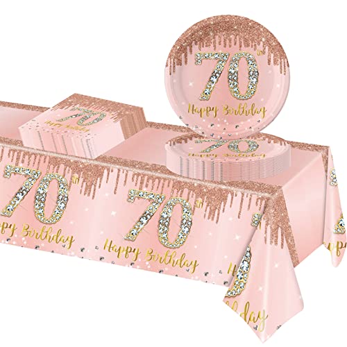 POPOYU 70. Geburtstag Partygeschirr Set,37 Stück Pappteller 9 Zoll Servietten Tischdecke 70. Geburtstag Frau,Roségold Geburtstagsdeko für 70. Geburtstag Frauen Party Dekoration Partyzubehör POPOYU 70. Geburtstag Partygeschirr Set,37 Stück Pappteller 9 Zoll Servietten Tischdecke 70. Geburtstag Frau,Roségold Geburtstagsdeko für 70. Geburtstag Frauen Party Dekoration Partyzubehör von POPOYU