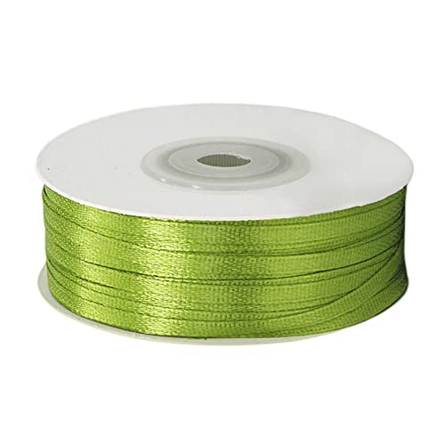 POPOYU Satinband 3mm Olivgrün,Olivgrün Band 3mm Natur,91m Dünn Geschenkband,Geschenkband und Schleifen für Geschenkverpackungen,Bastelarbeiten,Haare,Ostern,Weihnachten,Hochzeit,Luftballons von POPOYU