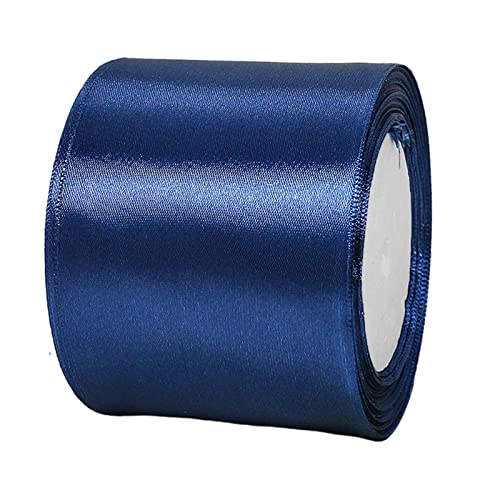 Satinband, 7,6 cm breit, 22 m breit, dunkelblau, 75 mm, britische Party, königsblau, Polyester, doppelseitiges Band für Geschenkschleifen, Haarschleifen, 2023 King Charles III Krönungsdekorationen von POPOYU