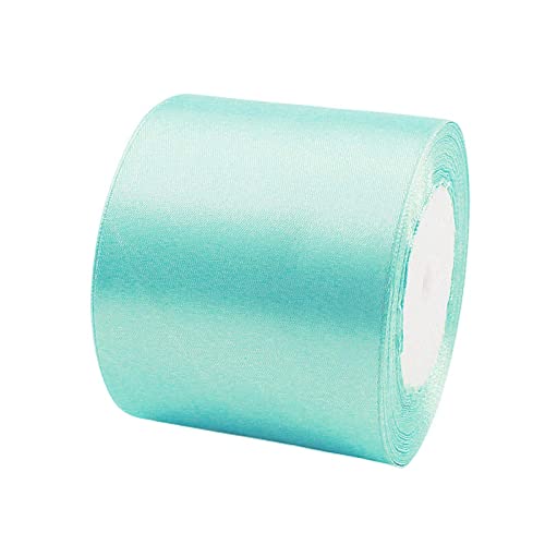 Satinband Baby Blau 75mm, 22 Meters Dekoration Präsent Geschenkband breit Schleifenband, Stoffband für kleid Hochzeit, Taufe und Geburtstag Geschenke,Satin Dekoband, Deko Band Geschenkverpackung von POPOYU