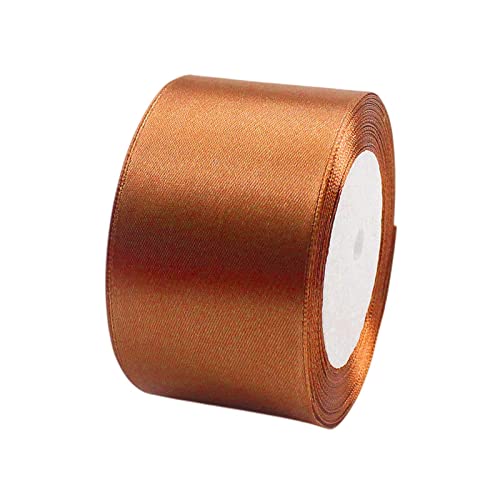 Satinband Braun 50mm, 22 Meters Dekoration Präsent Geschenkband breit Schleifenband, Stoffband für kleid Hochzeit, Taufe und Geburtstag Geschenke,Satin Dekoband, Deko Band Geschenkverpackung von POPOYU