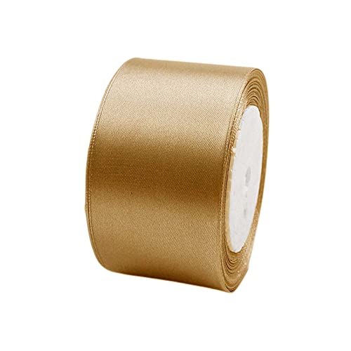 Satinband Champagner Gold 50mm, 22 Meters Dekoration Präsent Geschenkband breit Schleifenband, Stoffband für kleid Hochzeit, Taufe und Geburtstag Geschenke,Satin Dekoband, Deko Band Geschenkverpackung von POPOYU