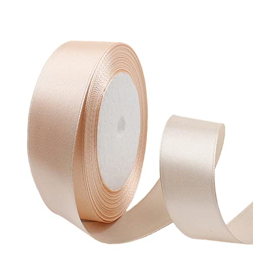 Satinband Champagner-Rosa 25mm, 22 Meters Dekoration Präsent Geschenkband breit Schleifenband, Stoffband für kleid Hochzeit, Taufe und Geburtstag Geschenke,Satin Dekoband, Deko Band Geschenkverpackung von POPOYU