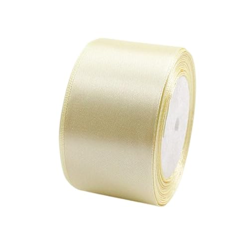 Satinband Elfenbeinweiß 50mm, 22 Meters Dekoration Präsent Geschenkband breit Schleifenband, Stoffband für kleid Hochzeit, Taufe und Geburtstag Geschenke,Satin Dekoband, Deko Band Geschenkverpackung von POPOYU