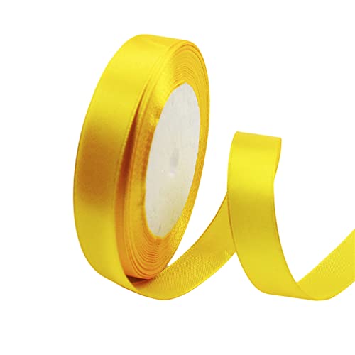 Satinband Gold 15mm, 22 Meters Dekoration Präsent Geschenkband breit Schleifenband, Stoffband für kleid Hochzeit, Taufe und Geburtstag Geschenke,Satin Dekoband, Deko Band Geschenkverpackung von POPOYU