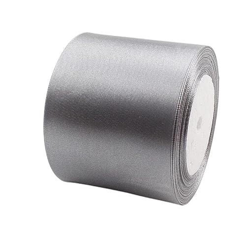 23m Satinband Geschenkband Grau 75mm Breit,Trauer Band Grau Schleifenband Satin Dekoband Geschenkverpackung Deko Band Stoffband für Halloween Weihnachten Hochzeit Taufe Geburtstag DIY-Handwerk von POPOYU
