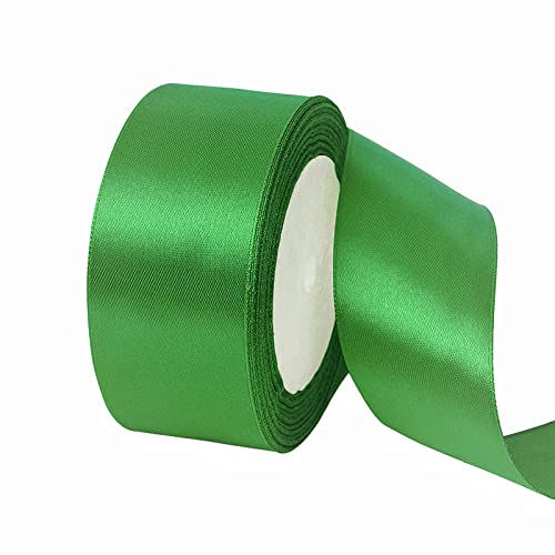 POPOYU Satinband Grün 40mm, 22 Meters Dekoration Präsent Geschenkband breit Schleifenband, Stoffband für Kleid Hochzeit, Taufe und Geburtstag Geschenke,Satin Dekoband, Deko Band Geschenkverpackung von POPOYU