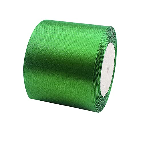 Satinband Grün 75mm, 22 Meters Dekoration Präsent Geschenkband breit Schleifenband, Stoffband für kleid Hochzeit, Taufe und Geburtstag Geschenke,Satin Dekoband, Deko Band Geschenkverpackung von POPOYU