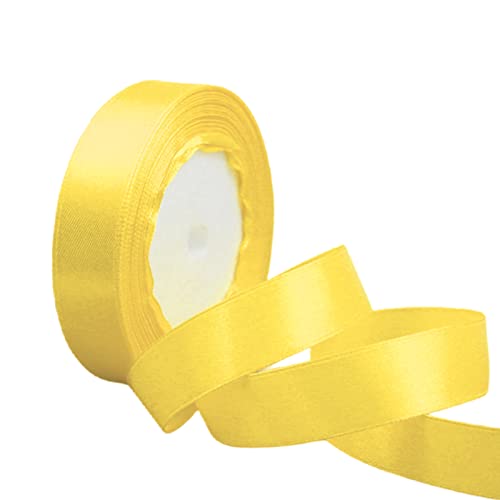 Satinband Hell Gold 20mm, 22 Meters Dekoration Präsent Geschenkband breit Schleifenband, Stoffband für kleid Hochzeit, Taufe und Geburtstag Geschenke,Satin Dekoband, Deko Band Geschenkverpackung von POPOYU