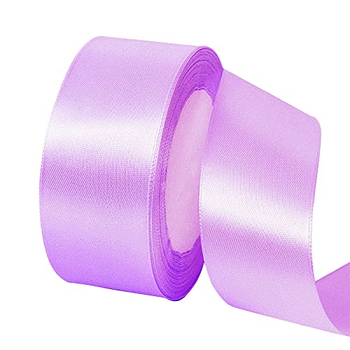 Satinband Helles Lila 40mm, 22 Meters Dekoration Präsent Geschenkband breit Schleifenband, Stoffband für kleid Hochzeit, Taufe und Geburtstag Geschenke,Satin Dekoband, Deko Band Geschenkverpackung von POPOYU