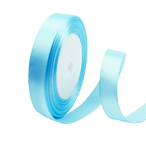 POPOYU Satinband Himmelblau 15mm,23Meters Dekoration Präsent Geschenkband Breit Schleifenband, Stoffband für Kleid Hochzeit, Taufe und Geburtstag Geschenke,Satin Dekoband, Deko Band Geschenkverpackung von POPOYU