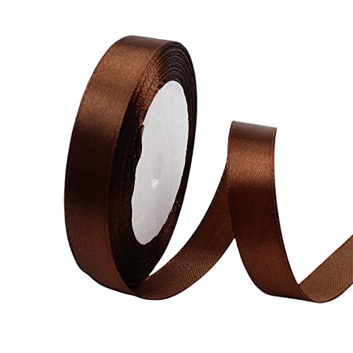 Satinband Kaffee 15mm, 22 Meters Dekoration Präsent Geschenkband breit Schleifenband, Stoffband für kleid Hochzeit, Taufe und Geburtstag Geschenke,Satin Dekoband, Deko Band Geschenkverpackung von POPOYU