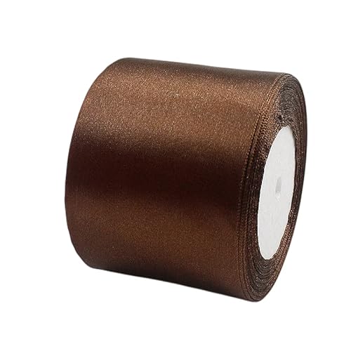 23m Satinband Geschenkband Kaffee 75mm Breit,Trauer Band Kaffee Schleifenband Satin Dekoband Geschenkverpackung Deko Band Stoffband für Halloween Weihnachten Hochzeit Taufe Geburtstag DIY-Handwerk von POPOYU