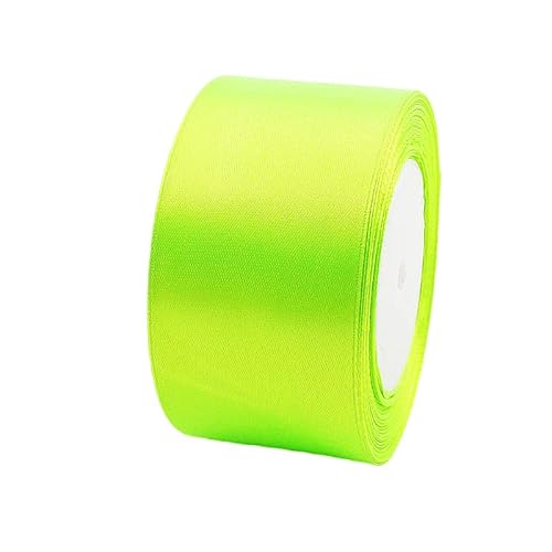 Satinband Leuchtendes Grün 50mm, 23mDekoration Präsent Geschenkband breit Schleifenband, Stoffband für kleid Hochzeit, Taufe und Geburtstag Geschenke,Satin Dekoband, Deko Band Geschenkverpackung von POPOYU