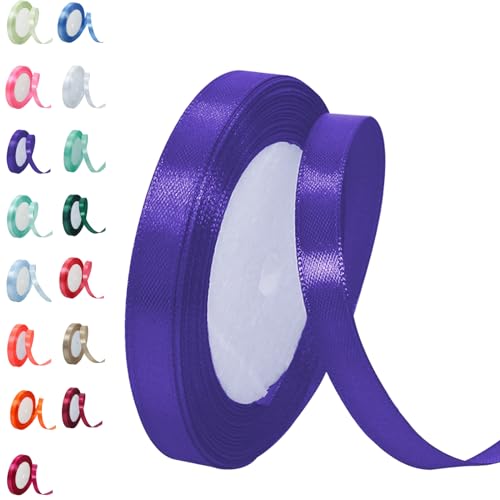 Satinband Lila-blau 15mm, 22 Meters Dekoration Präsent Geschenkband breit Schleifenband, Stoffband für kleid Hochzeit, Taufe und Geburtstag Geschenke,Satin Dekoband, Deko Band Geschenkverpackung von POPOYU