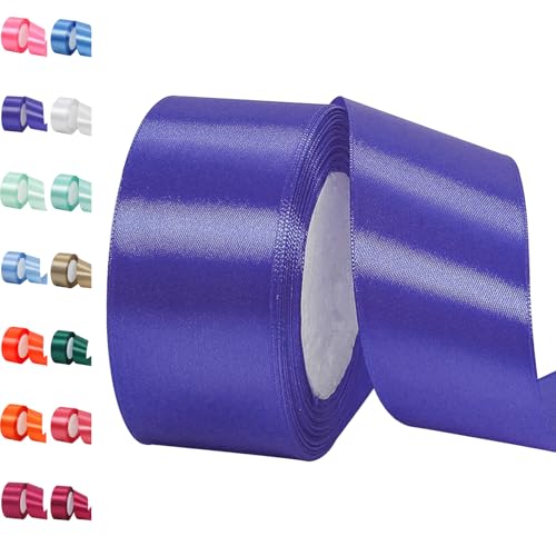 Satinband Lila-blau 40mm, 22 Meters Dekoration Präsent Geschenkband breit Schleifenband, Stoffband für kleid Hochzeit, Taufe und Geburtstag Geschenke,Satin Dekoband, Deko Band Geschenkverpackung von POPOYU