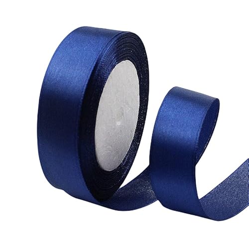 Satinband Navy Blau 25mm, 22 Meters Dekoration Präsent Geschenkband breit Schleifenband, Stoffband für kleid Hochzeit, Taufe und Geburtstag Geschenke,Satin Dekoband, Deko Band Geschenkverpackung von POPOYU