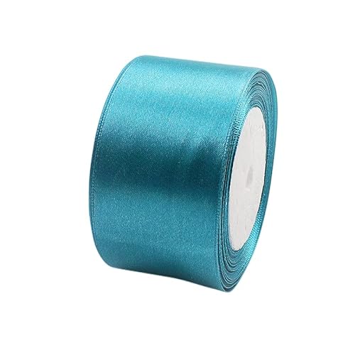 Satinband Pfauenblau 50mm, 22 Meters Dekoration Präsent Geschenkband breit Schleifenband, Stoffband für kleid Hochzeit, Taufe und Geburtstag Geschenke,Satin Dekoband, Deko Band Geschenkverpackung von POPOYU