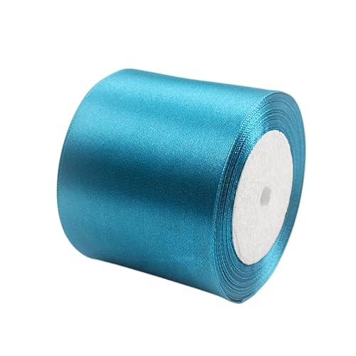 Satinband Pfauenblau 75mm, 22 Meters Dekoration Präsent Geschenkband breit Schleifenband, Stoffband für kleid Hochzeit, Taufe und Geburtstag Geschenke,Satin Dekoband, Deko Band Geschenkverpackung von POPOYU