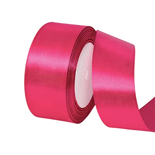 Satinband Rosenrot 40mm, 22 Meters Dekoration Präsent Geschenkband breit Schleifenband, Stoffband für kleid Hochzeit, Taufe und Geburtstag Geschenke,Satin Dekoband, Deko Band Geschenkverpackung von POPOYU