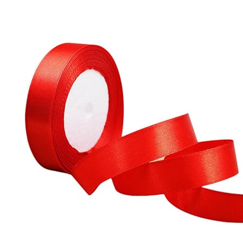 POPOYU Rot Satinband Dekoband Stoffband,20mm x 23m/Rolle Satinbänder Geschenkbänder Geschenkband Schleifenband Ribbon für Hochzeit,Valentinstag,Geburtstag Geschenke,DIY Handwerk,Sträuße Verpackung von POPOYU