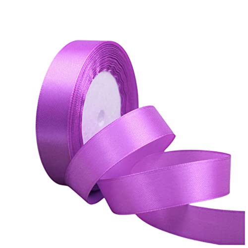 POPOYU Satinband Violett 20mm, 22 Meters Dekoration Präsent Geschenkband breit Schleifenband, Stoffband für Kleid Hochzeit, Taufe und Geburtstag Geschenke,Satin Dekoband, Deko Band Geschenkverpackung von POPOYU