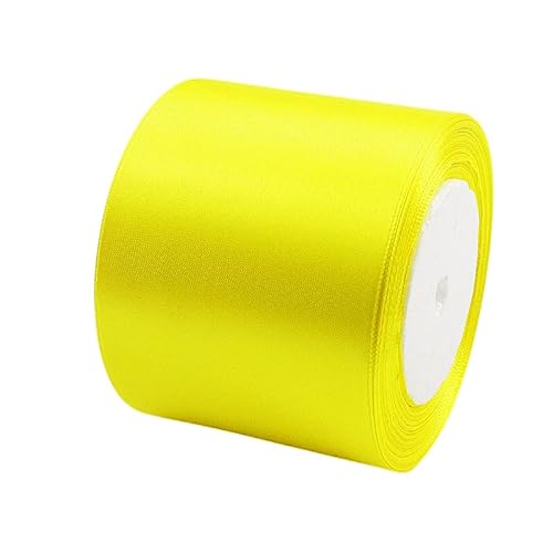 Satinband Zitronengelb 75mm, 22 Meters Dekoration Präsent Geschenkband breit Schleifenband, Stoffband für kleid Hochzeit, Taufe und Geburtstag Geschenke,Satin Dekoband, Deko Band Geschenkverpackung von POPOYU