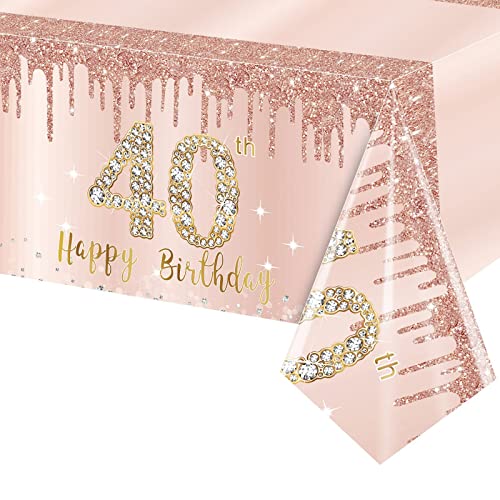 POPOYU Tischdecke 40. Geburtstag Roségold,137x274 cm Tischdecke 40 Geburtstag Frau Rosa,Deko 40. Geburtstag.Frauen, Einweg Tischdecken Geburtstagfür Frauen 40 GeburtstagParty Partyzubehör POPOYU Tischdecke 40. Geburtstag Roségold,137x274 cm Tischdecke 40 Geburtstag Frau Rosa,Deko 40. Geburtstag.Frauen, Einweg Tischdecken Geburtstagfür Frauen 40 GeburtstagParty Partyzubehör von POPOYU