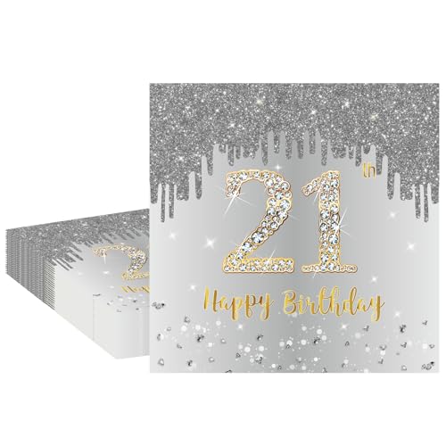 20 Stück Silber Papier Party Servietten Tischdeko 21. Geburtstagsdeko Servietten Hochwertige Papierservietten für Frauen Geburtstag Party Deko Partyzubehör zum Thema Silber Gold 20 Stück Silber Papier Party Servietten Tischdeko 21. Geburtstagsdeko Servietten Hochwertige Papierservietten für Frauen Geburtstag Party Deko Partyzubehör zum Thema Silber Gold von POPOYU