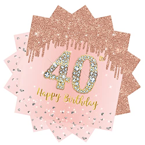 Servietten 40. Geburtstag, 20 Stück Papierserviette, 33 x 33 cm, Rosé und Gold Tischdekoration für Party, Happy 40th Birthday Paper Napkins Servietten 40. Geburtstag, 20 Stück Papierserviette, 33 x 33 cm, Rosé und Gold Tischdekoration für Party, Happy 40th Birthday Paper Napkins von POPOYU